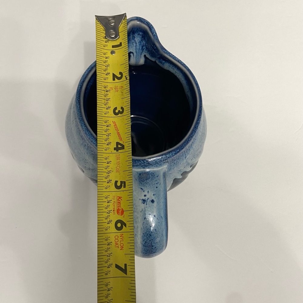 Artisan Made Pottery Stoneware Small Pitcher/Creamer Blue Drip Glaze Handmade - Picture 12 of 15